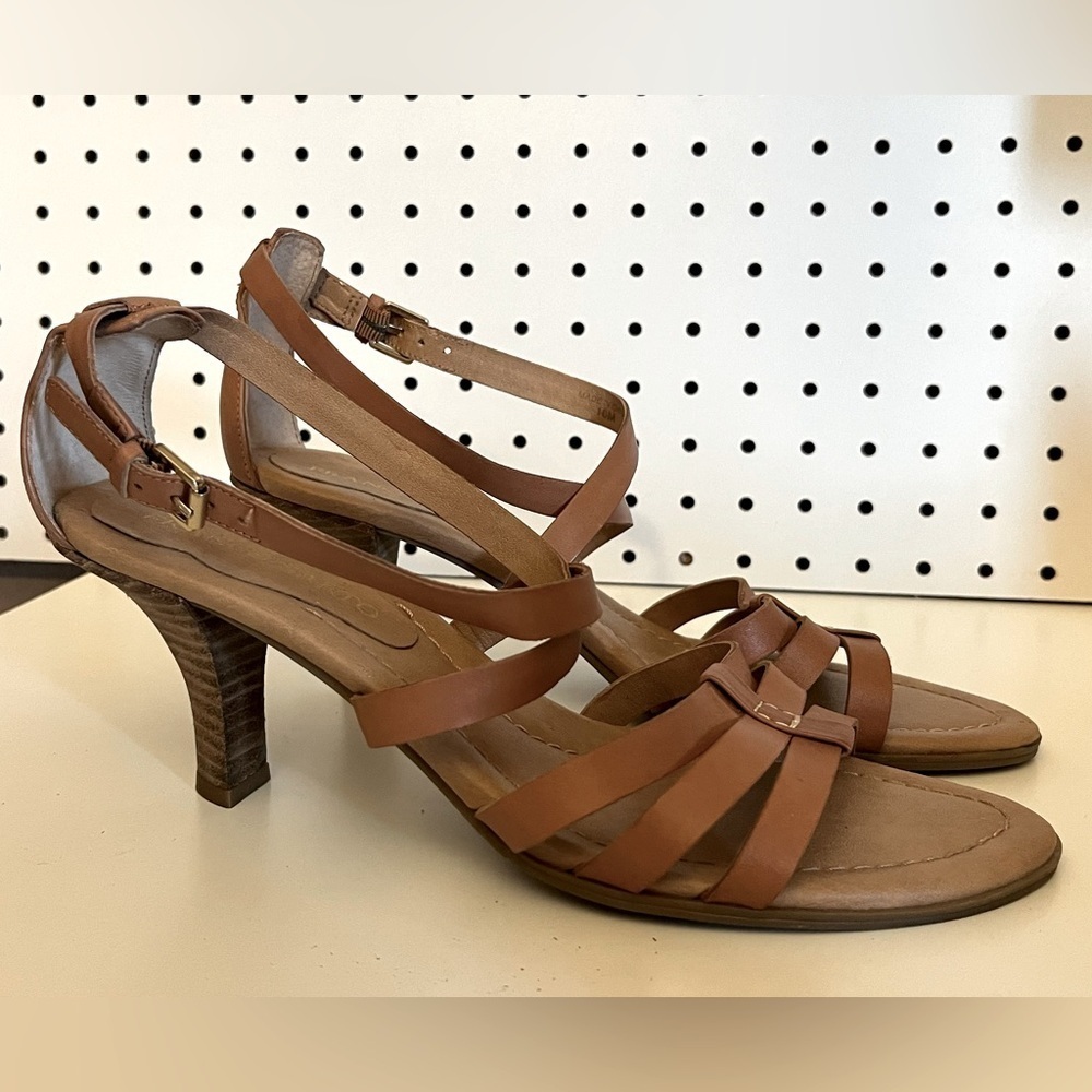 Franco Sarto Brown Strappy Kitten Heels